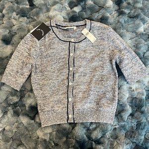 grey-blue scoop beck button down, knit